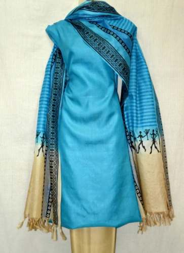Pure Tussar Handloom Handblock Printed Salwar Suit by Leheriya