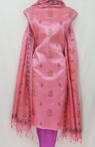 Pure Tussar Silk Hnadloom Block Printed Salwar Suit by Leheriya