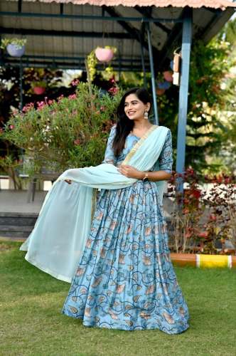 Fully Stitched Chinon Printed Lehenga Choli  by rameshwar fashion