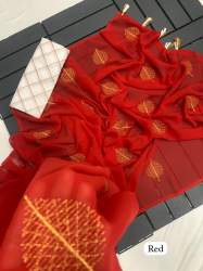 Georgette Zari Embroidery Thread Work Saree