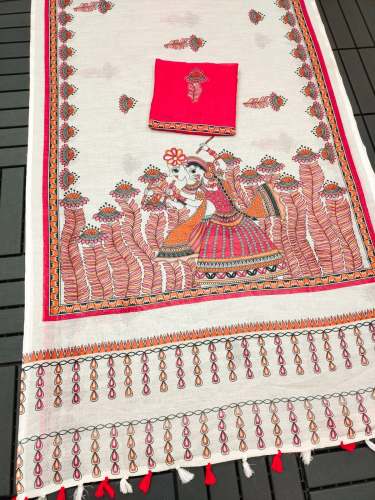 Traditional Pongal Special Linen Digital Printed Saree 