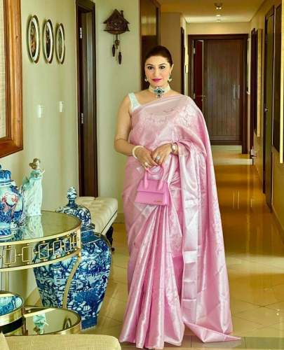 Trendy Soft Lichi Silk Saree by Rameshwar Fashion