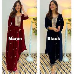 Winter Special Velvet Kurti Pant Set 