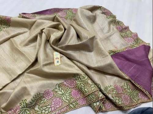 New Arrival Embroidered Cut Work Tussar Silk Saree  by Lallu Lal Silk Center