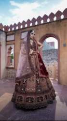 Bridal Velvet Embroidered Lehenga Choli For Ladies 