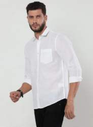 Men White Pure Linen Shirt