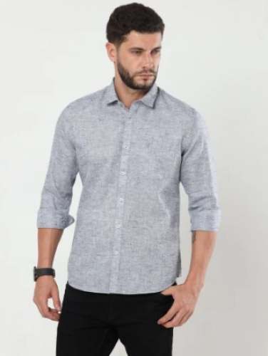 Mens Stylish Grey Pure Linen Shirts