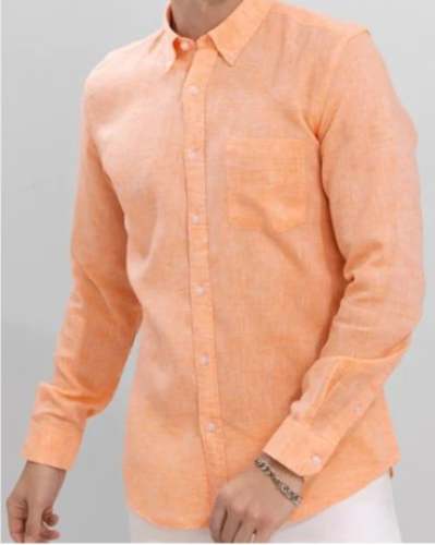 Orange Men Linen Party Wear Shirt by Sheshgiri Industries Pvt Ltd