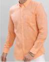 Orange Men Linen Party Wear Shirt