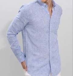 Sky Blue Men Linen Shirts