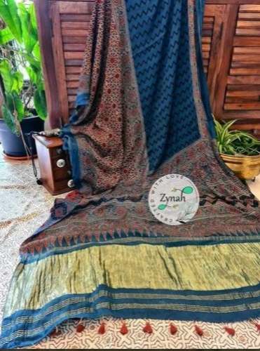 Trendy Pure Modal Silk Ajrakh Saree  by Zynah