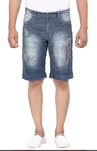 Mens Blue Ripped Corduroy Short