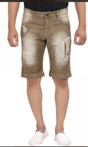 Mens Khaki Ripped Corduroy Short