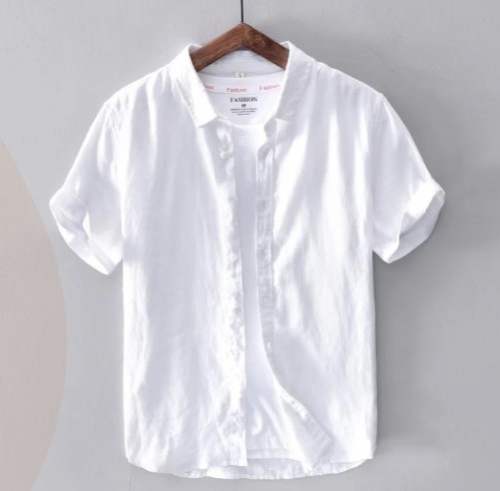 Men White Stylish Linen Shirts