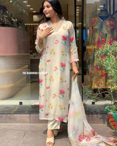 Beautiful Organza Embroidered Suit set  