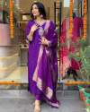 HEAVY BANANA COTTON SILK PURPLE READYMADE SUIT SET  thumb 1