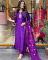 HEAVY BANANA COTTON SILK PURPLE READYMADE SUIT SET  thumb 2