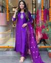 HEAVY BANANA COTTON SILK PURPLE READYMADE SUIT SET  thumb 3