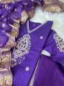 HEAVY BANANA COTTON SILK PURPLE READYMADE SUIT SET  thumb 9