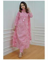 Murti Trends Present Pink Floral Afghani Suit Set