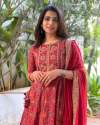 Pretty Pure Cotton Red Hand Work Suit  thumb 1
