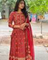 Pretty Pure Cotton Red Hand Work Suit  thumb 3