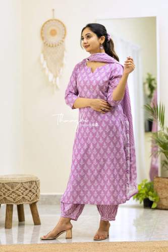 Purple Floral Afghani Suit set by MURTI TRENDS