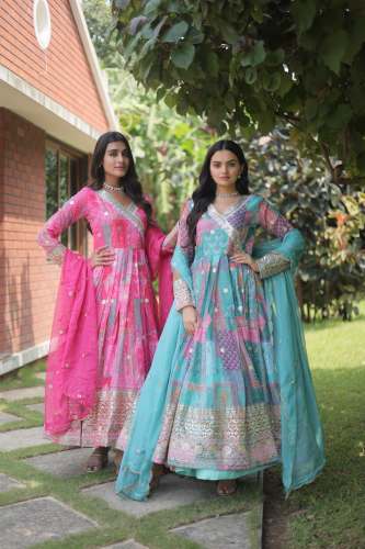 Russian Silk Digital Print Gown Kurti Set 