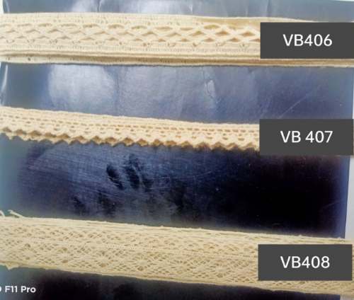 Cotton Crochet Greige Crosia Laces by Vaibhav Fab