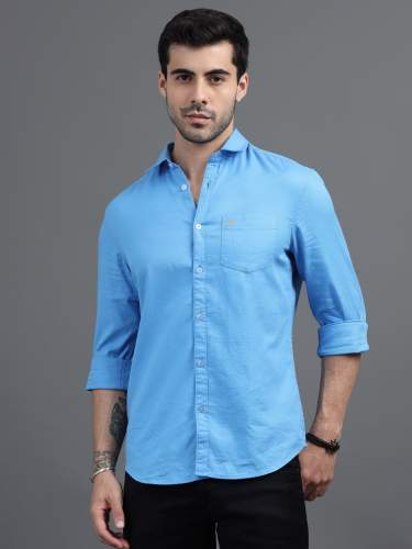 Mens Long Sleeve Solid Blue Shirt by Wear By PNP Group