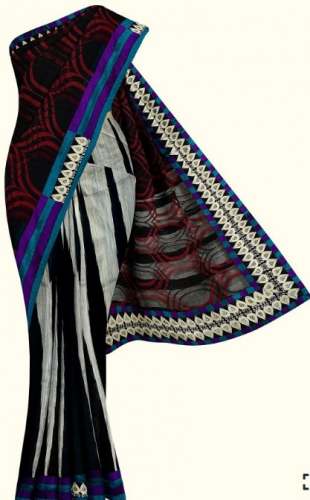 Handloom Tussar Silk Saree embroidery pallu includes unstitched blouse