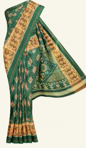 Zari Ikat Border Fancy Patola Silk Saree by Prasiddhi Silk