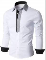 Mens Plain Black And White Shirt