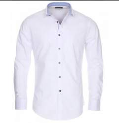 Plain White Cotton Casual Shirt For Men