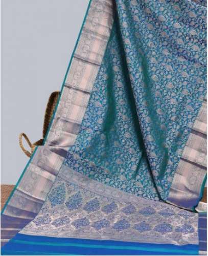 Blue jacquard kancheepuram wedding silksaree by Pothys Silk Sarees
