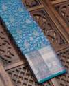 Blue jacquard kancheepuram wedding silksaree thumb 3