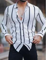 Striped Lycra Cotton Shirts For Men