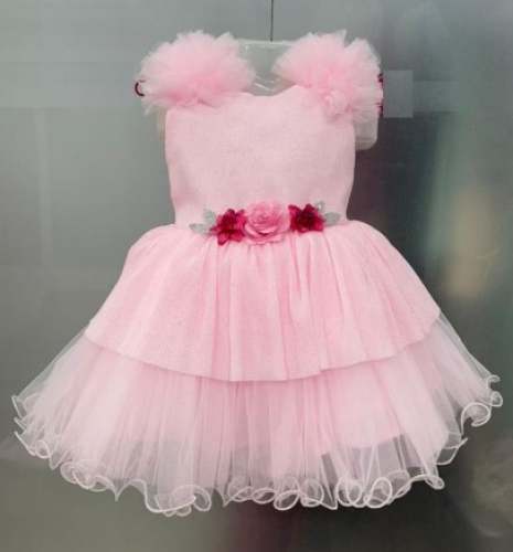 Kids Girls Party Wear Pink Frill Frock 