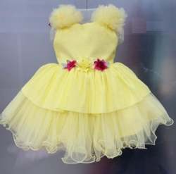 Kids Girls Yellow Wedding Wear Frill Frock