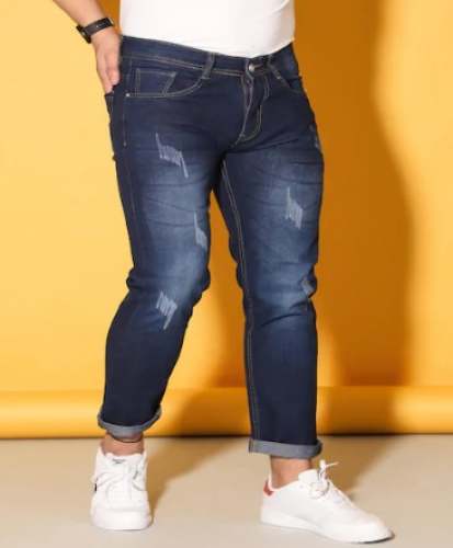 Dark Blue Denim Feded Jeans For Men by Hi Fashion