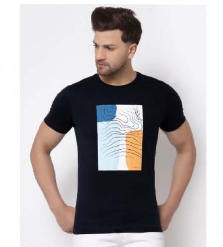 Half Sleeve Cotton Black T shirts by Harsh Fashion