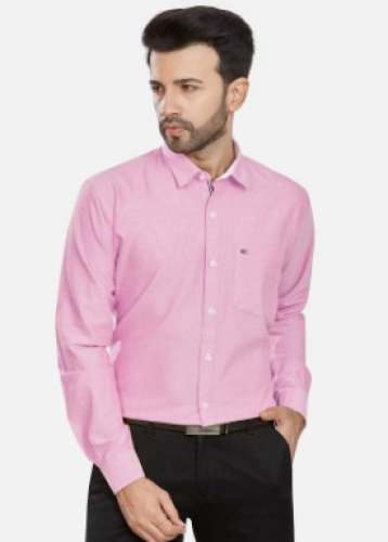 Pink Formal Plain Cotton Shirt For Men by Harsh Fashion