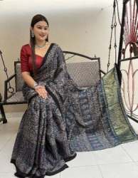 Pure Block Print Ajrakh Saree