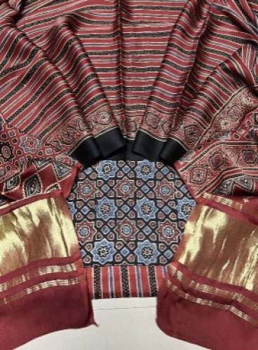 Trendy Ajrakh Block Print Dress Material  by MLK Handicraft