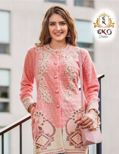 Baby Pink Woolen Knitted Jacket By CK Oswal by CK Oswal