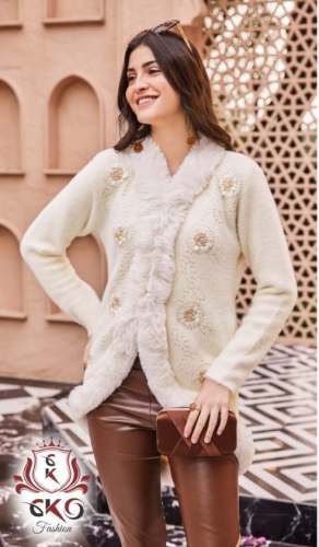 Off White Woolen Embroidery Jacket  by CK Oswal