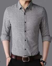 Men Office Grey Check Shirts