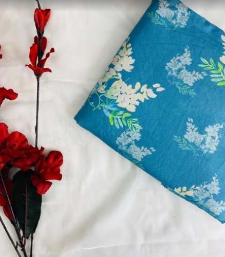 New Collection Sky Blue Printed Fabric by Apsara Fabrics