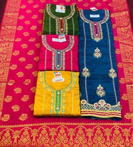 Fancy Unstitch Embroidery Work Dress Material For Women