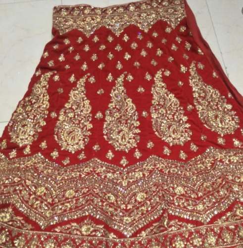 Red Stone Embroidery Work Bridal Lehenga Choli